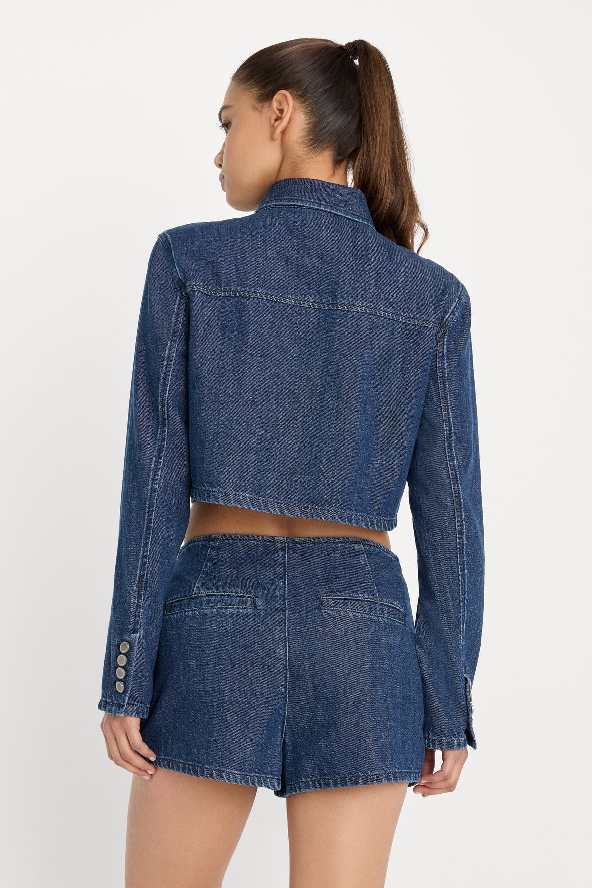 Premium DENIM CROPPED JACKET INDIGO1187