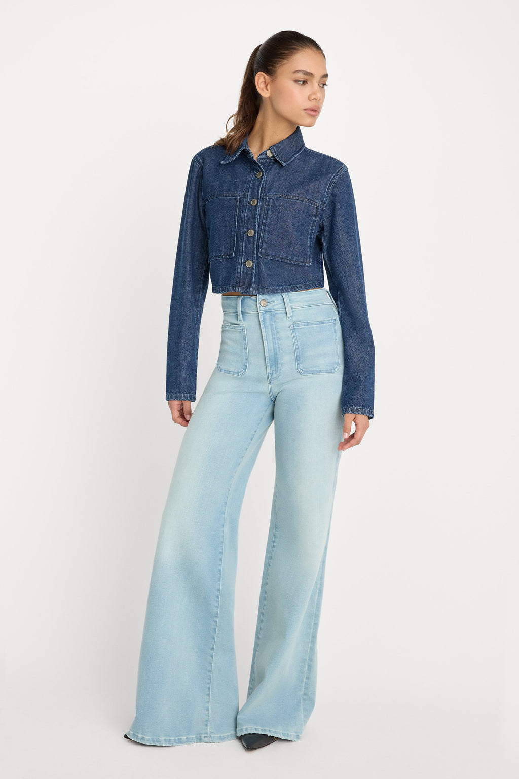 Premium SOFT TECH GOOD WAIST PALAZZO JEANS INDIGO1129