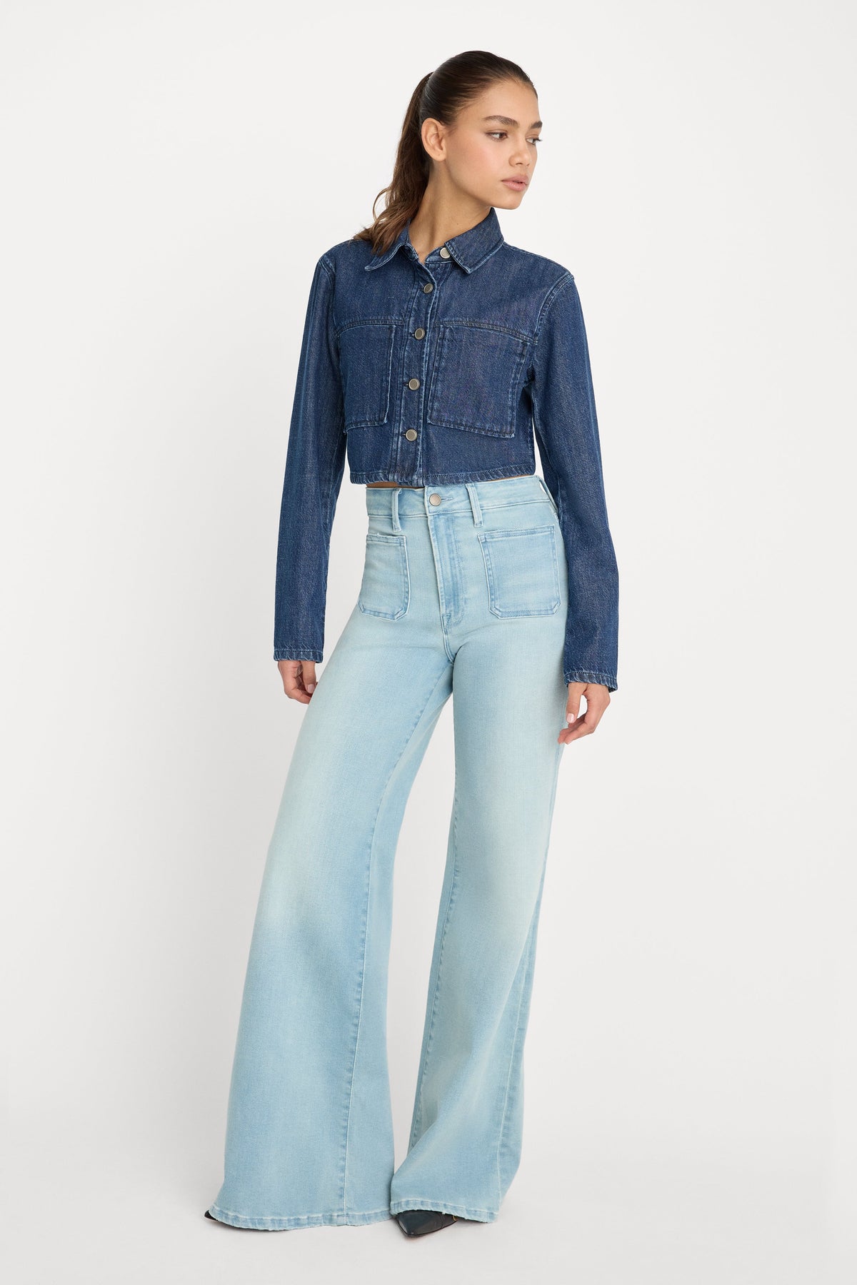 Premium SOFT TECH GOOD WAIST PALAZZO JEANS INDIGO1129