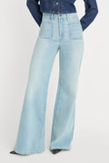 Premium SOFT TECH GOOD WAIST PALAZZO JEANS INDIGO1129