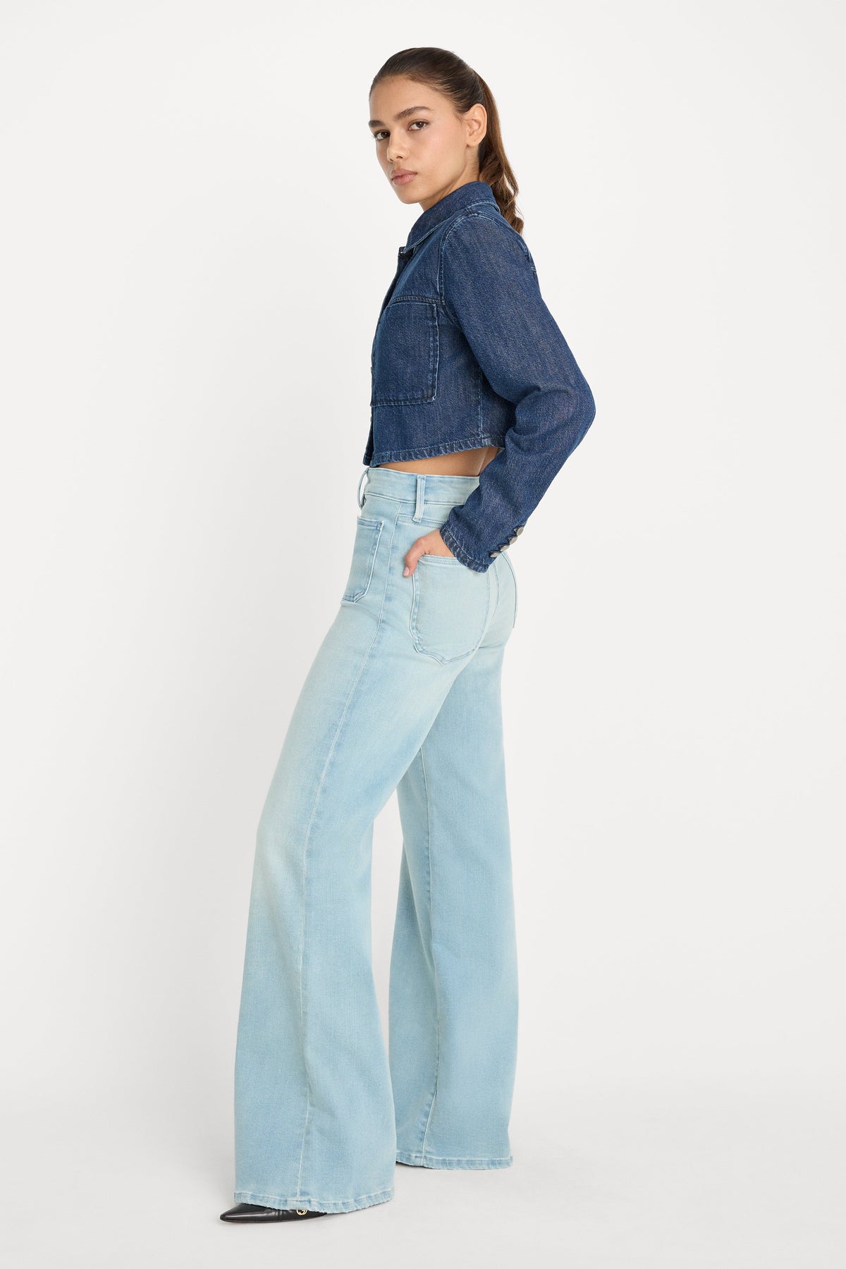 Premium SOFT TECH GOOD WAIST PALAZZO JEANS INDIGO1129
