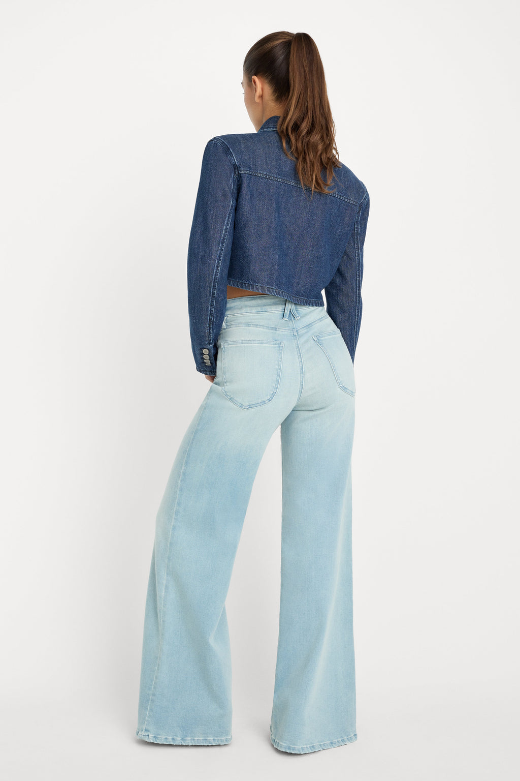 Premium SOFT TECH GOOD WAIST PALAZZO JEANS INDIGO1129