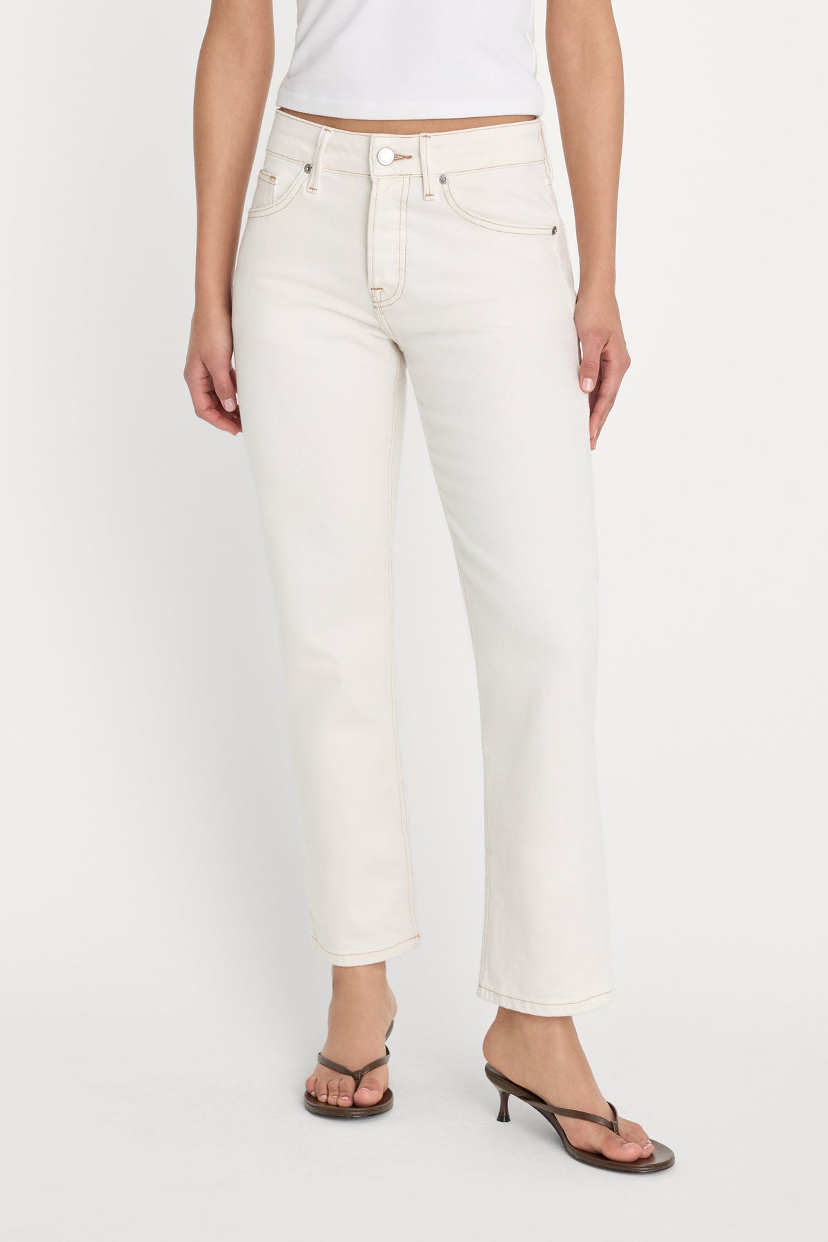 Premium VINTAGE STRAIGHT ANKLE JEANS ECRU001