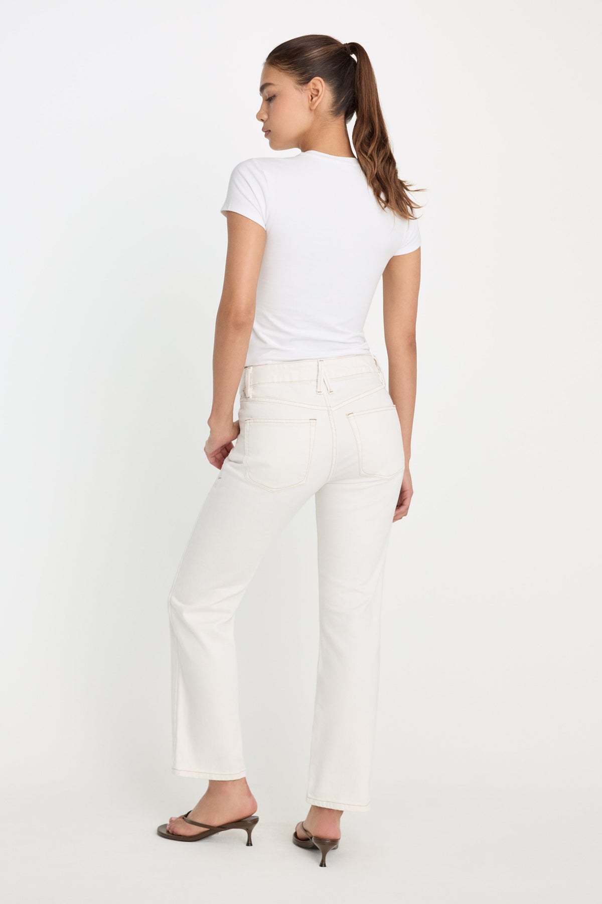 Premium VINTAGE STRAIGHT ANKLE JEANS ECRU001