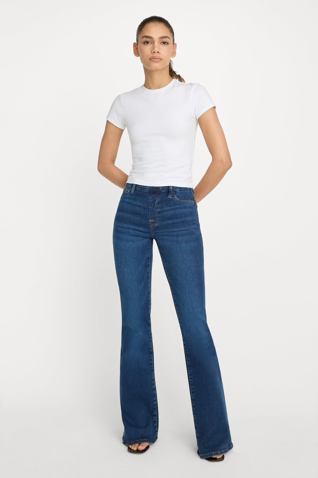 Premium POWER STRETCH PULL-ON FLARE JEANS INDIGO491