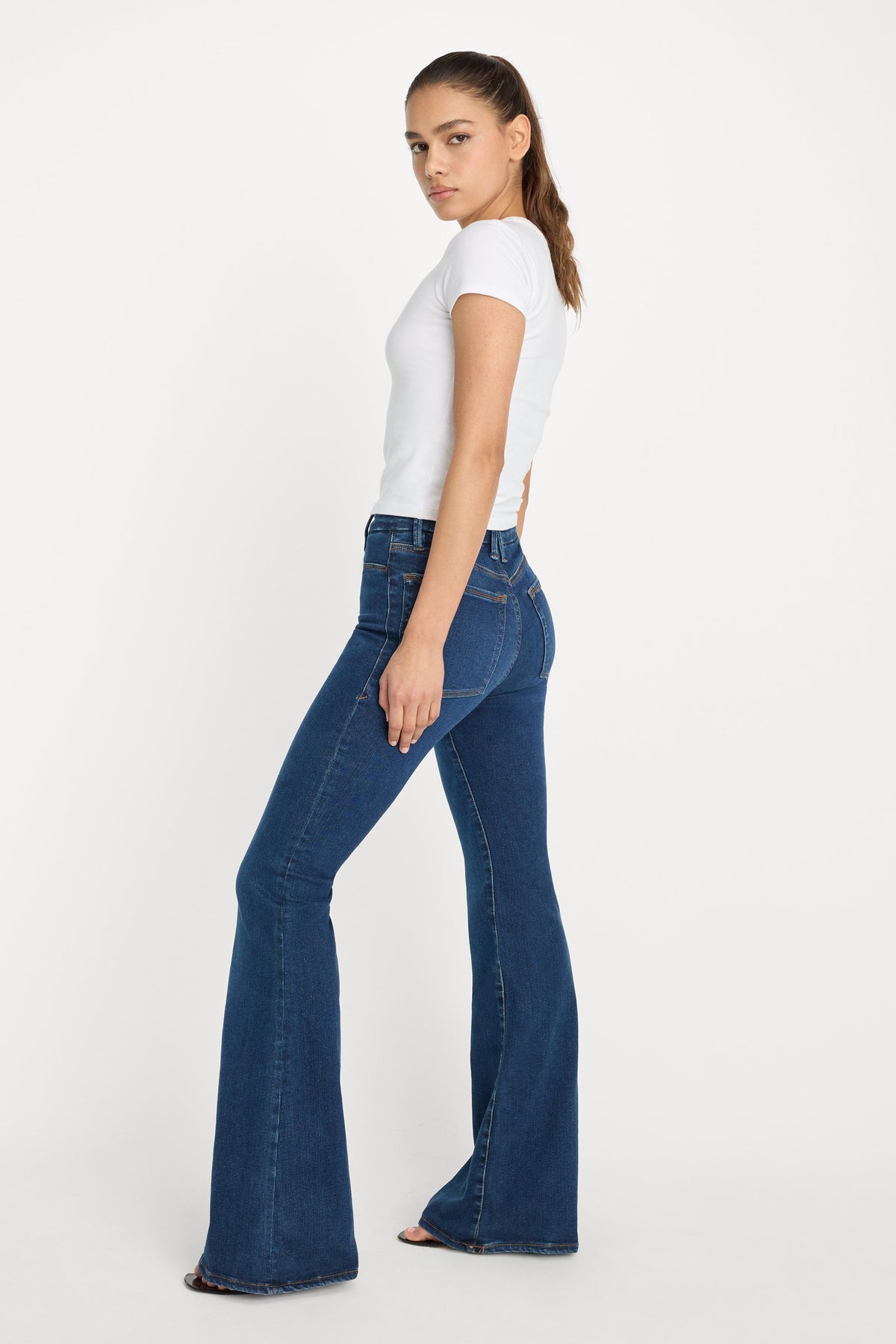Premium POWER STRETCH PULL-ON FLARE JEANS INDIGO491