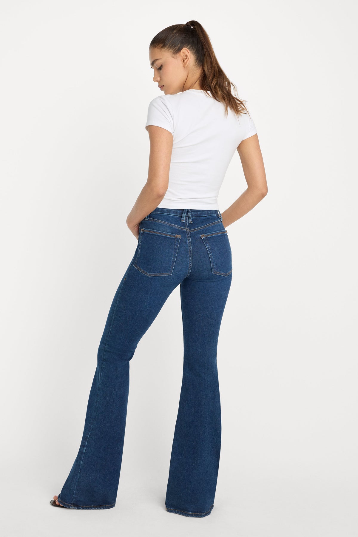Premium POWER STRETCH PULL-ON FLARE JEANS INDIGO491