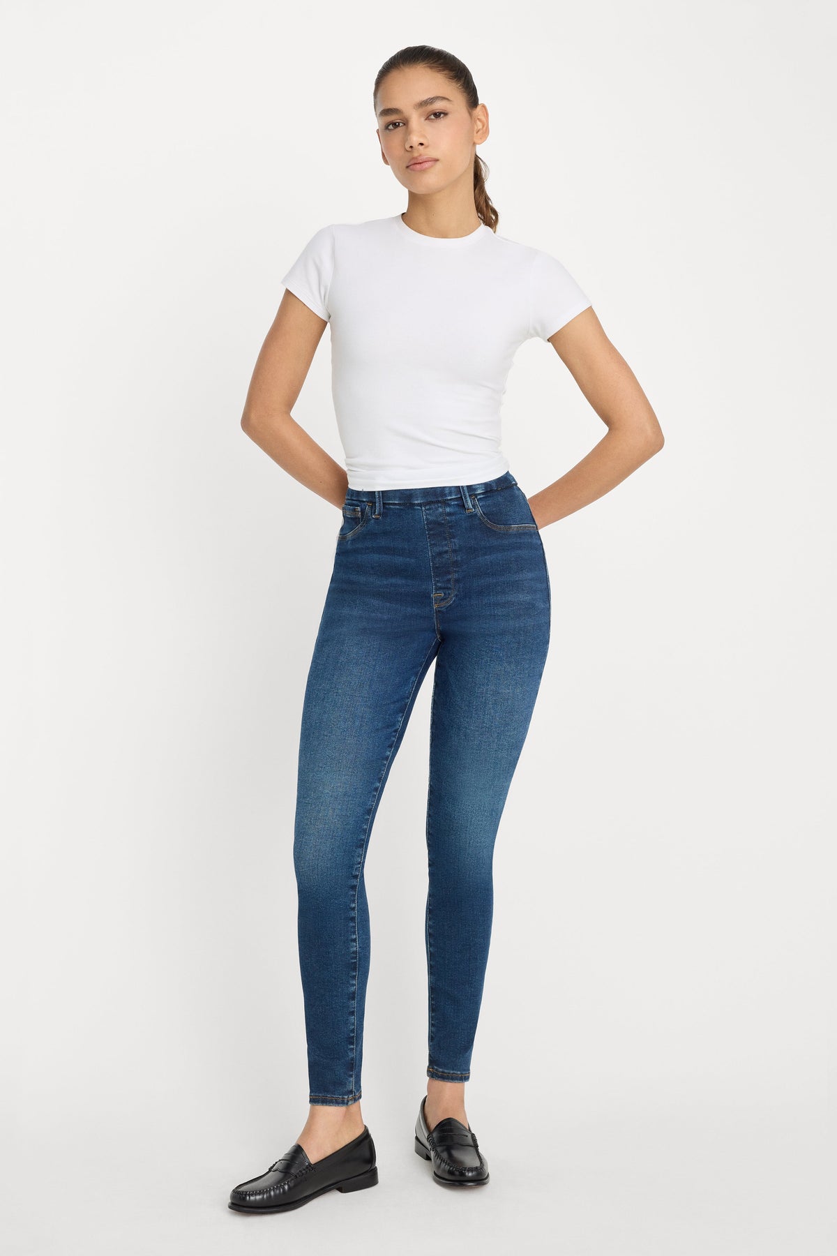 Premium POWER STRETCH PULL-ON SKINNY JEANS INDIGO491