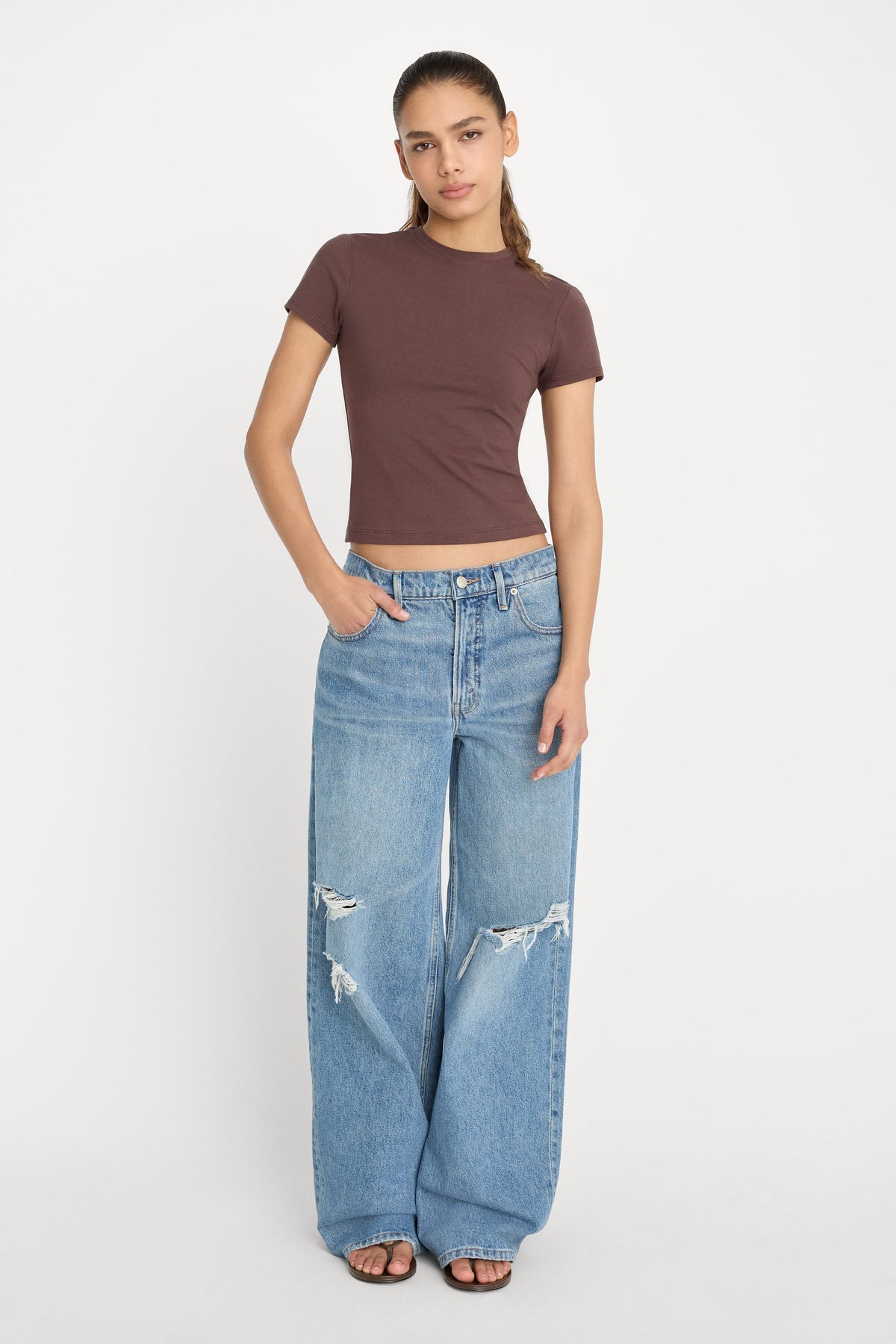 Premium SUPER STRETCH BABY TEE BITTER COCOA