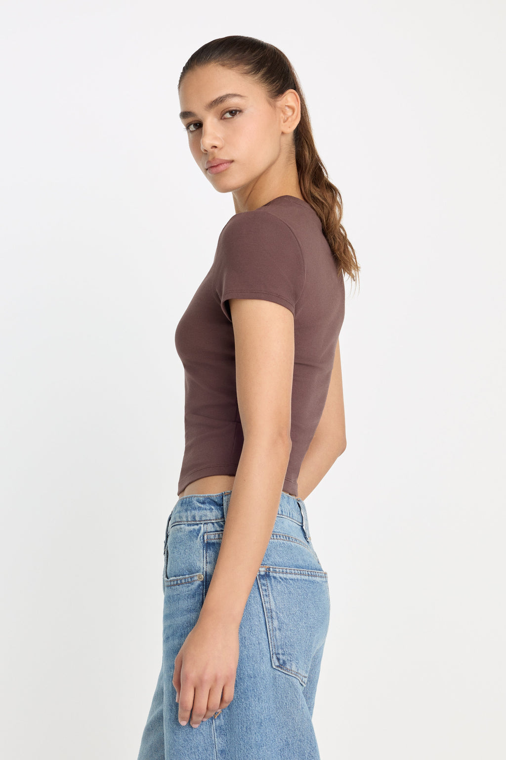 Premium SUPER STRETCH BABY TEE BITTER COCOA