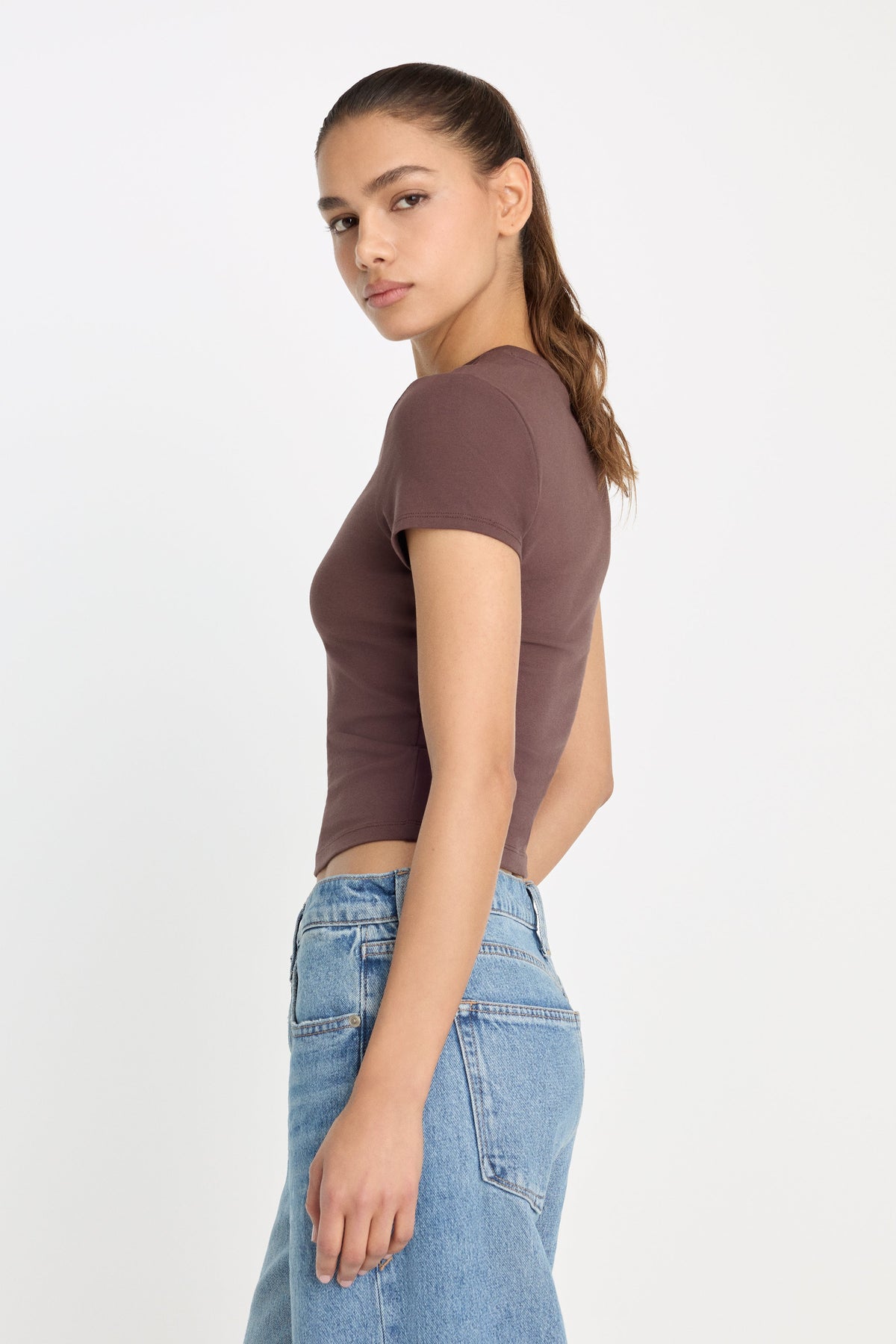 Premium SUPER STRETCH BABY TEE BITTER COCOA