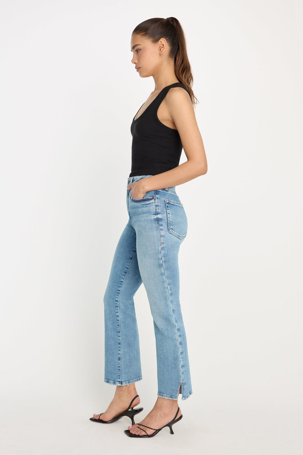 Premium SOFT TECH GOOD LEGS CROP MINI BOOT JEANS INDIGO1214