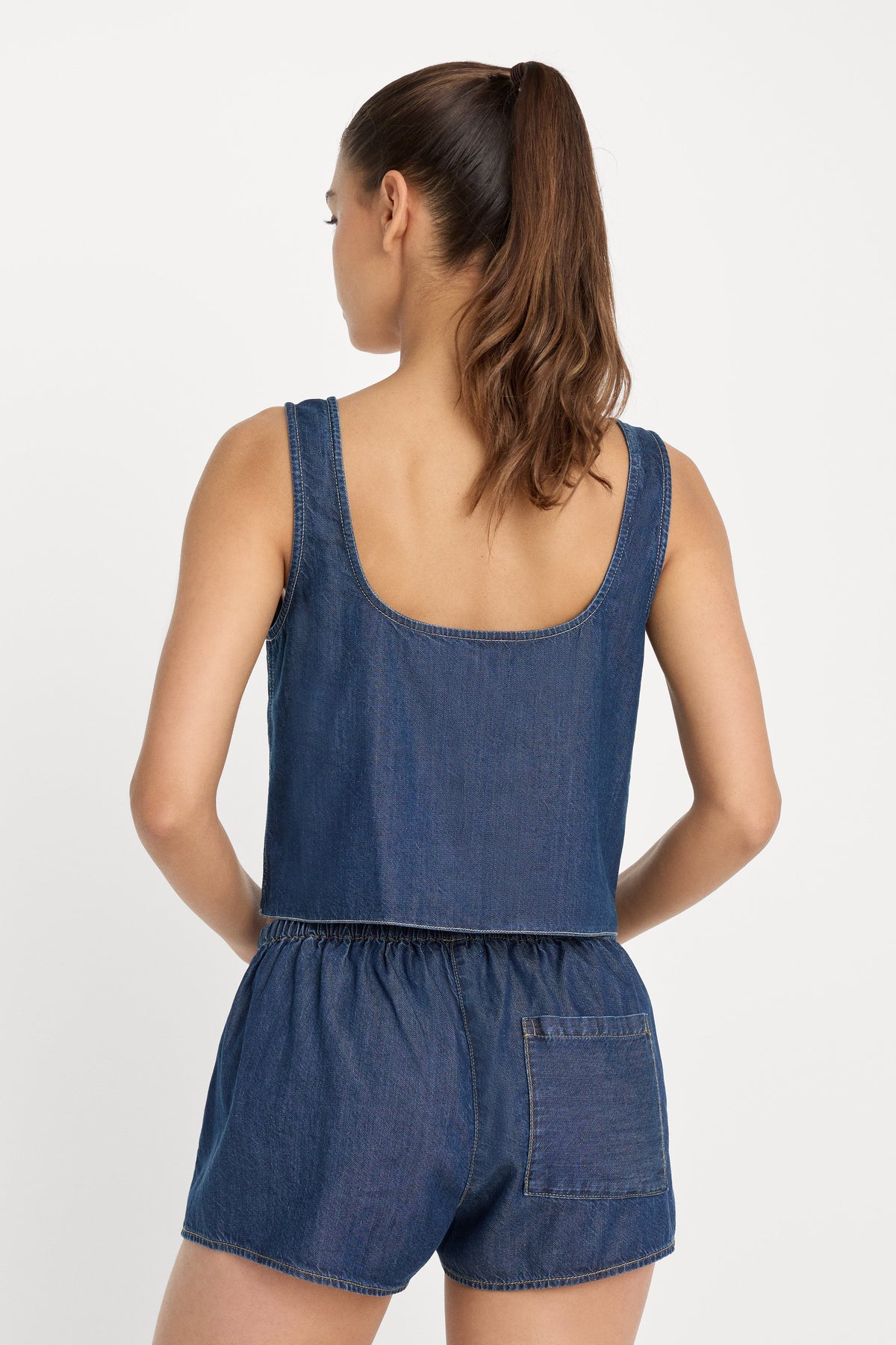 Premium DENIM BUTTON FRONT TANK INDIGO1187