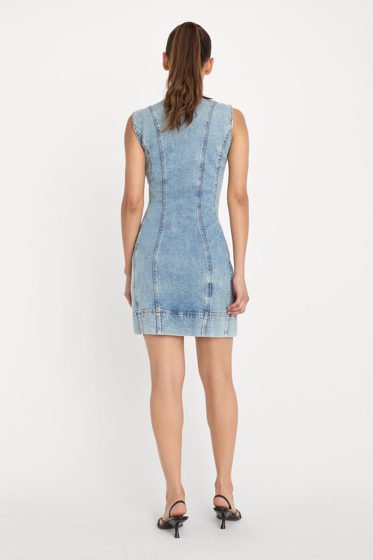 Premium MINI BUTTON FRONT DRESS INDIGO1104