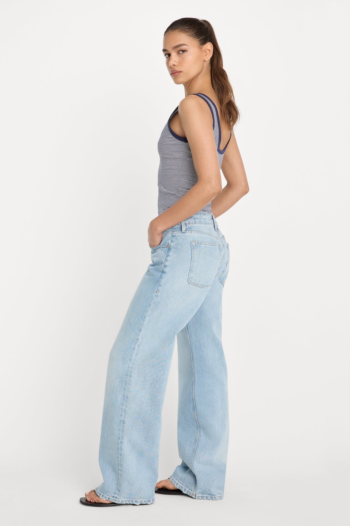 Premium VINTAGE LOW LOOSE JEANS INDIGO1223