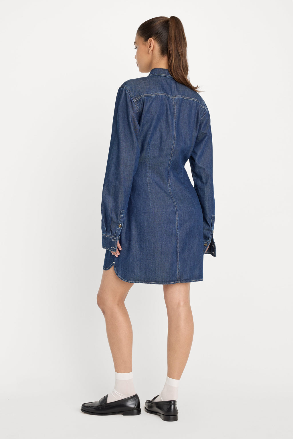 Premium DENIM WRAP SHIRT DRESS INDIGO1187