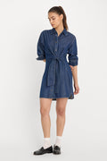 Premium DENIM WRAP SHIRT DRESS INDIGO1187