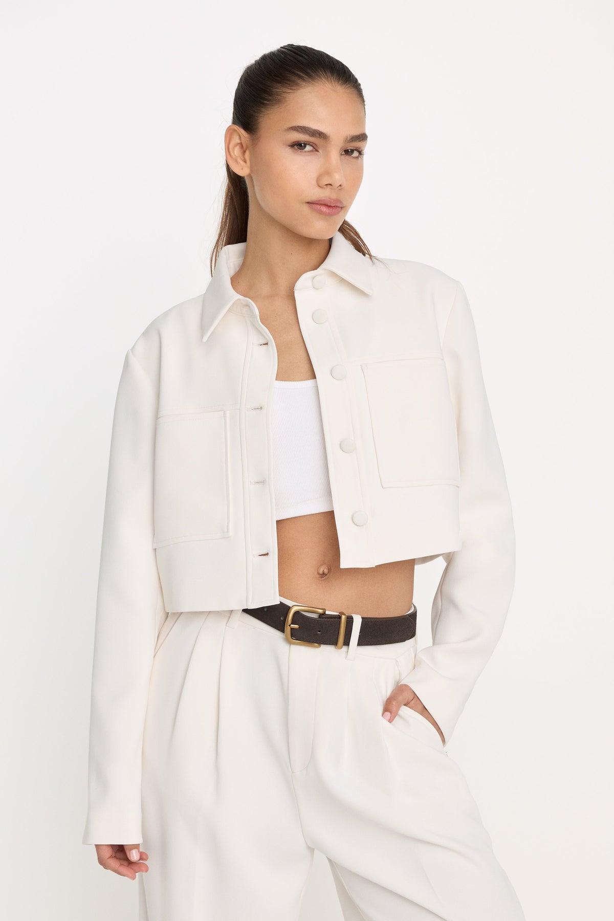 Premium LUXE SUITING CROPPED JACKET SOFT SHELL