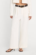 Premium LUXE SUITING HIGH-RISE CROPPED WIDE LEG TROUSER SOFT SHELL