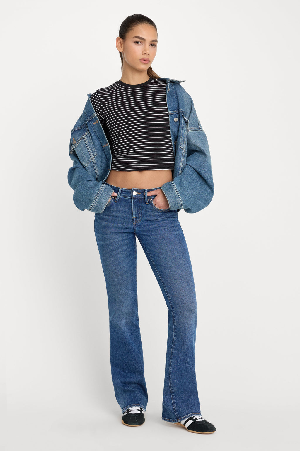 Premium GOOD LOW RISE BOOTCUT JEANS INDIGO1218