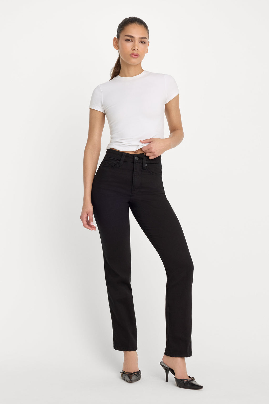 Premium NEVER FADE GOOD CURVE STRAIGHT JEANS BLACK