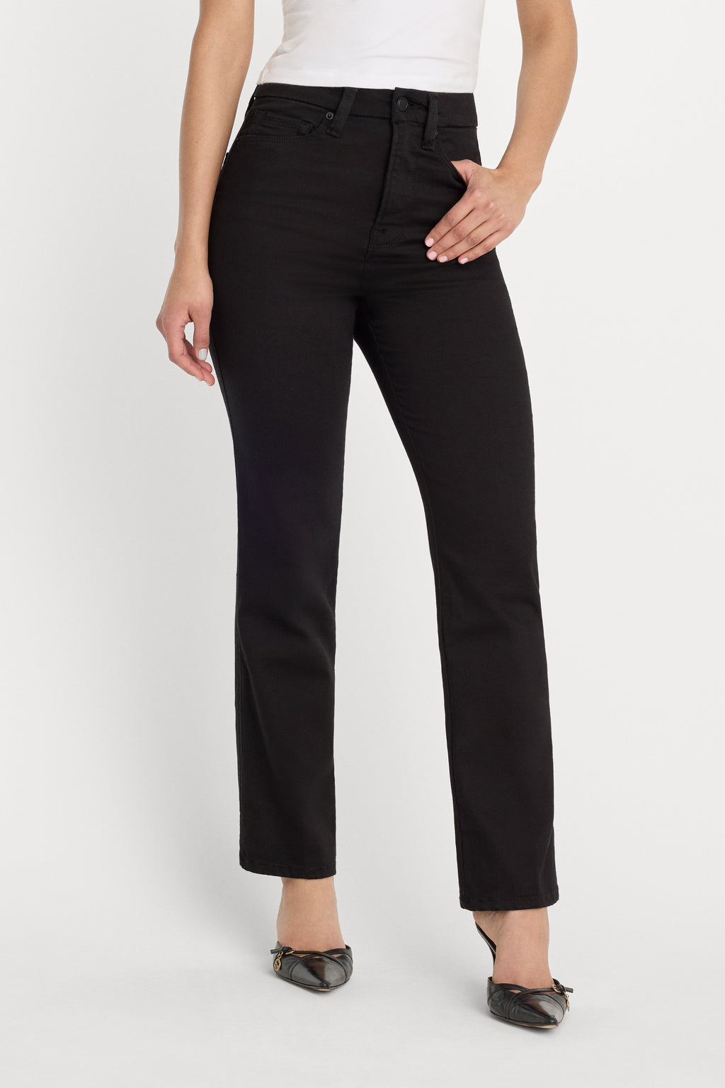 Premium NEVER FADE GOOD CURVE STRAIGHT JEANS BLACK
