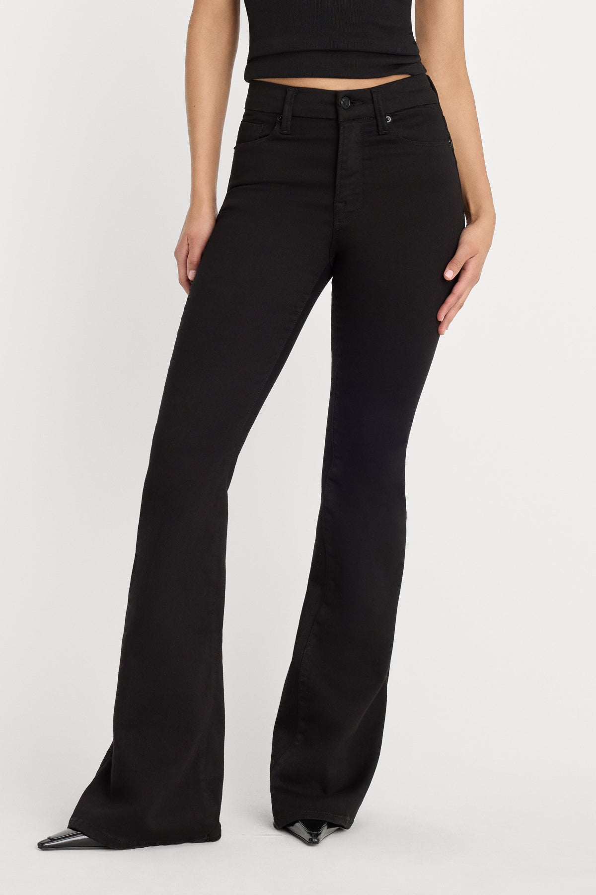 Premium NEVER FADE GOOD LEGS FLARE JEANS BLACK
