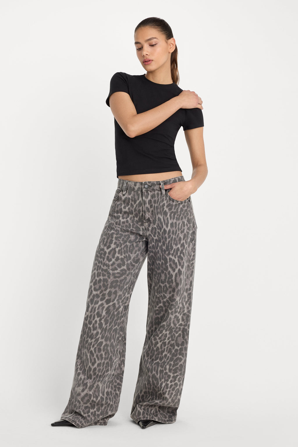 Premium GOOD EASE LEOPARD JEANS GREY LUCKY LEOPARD