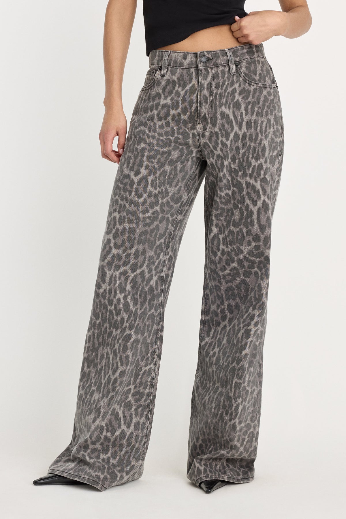Premium GOOD EASE LEOPARD JEANS GREY LUCKY LEOPARD
