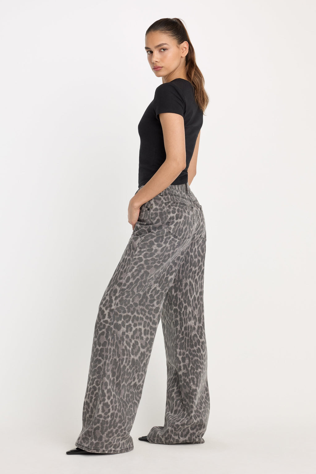 Premium GOOD EASE LEOPARD JEANS GREY LUCKY LEOPARD