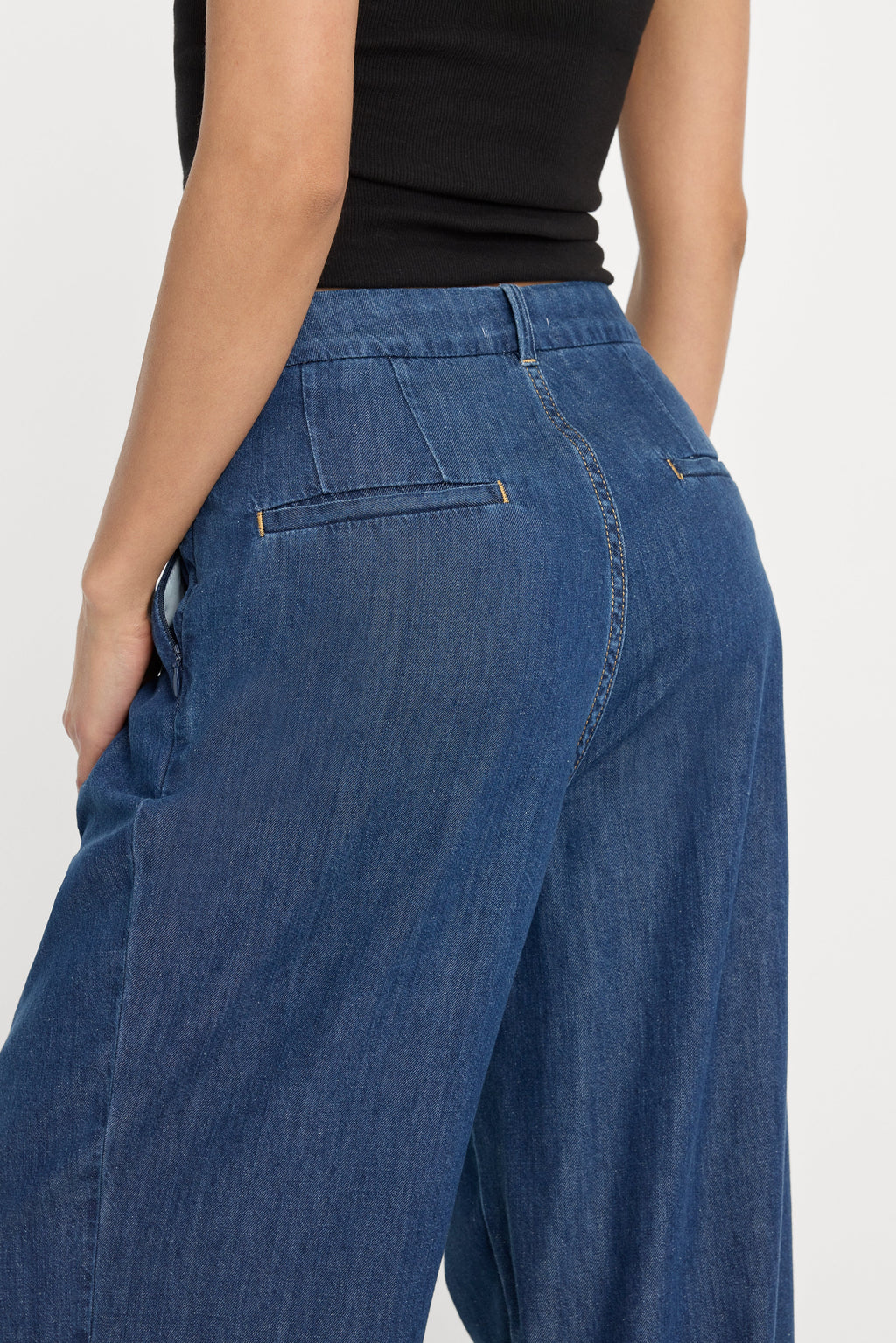 Premium PLEATED HIGH WAISTED WIDE LEG TROUSER INDIGO1187