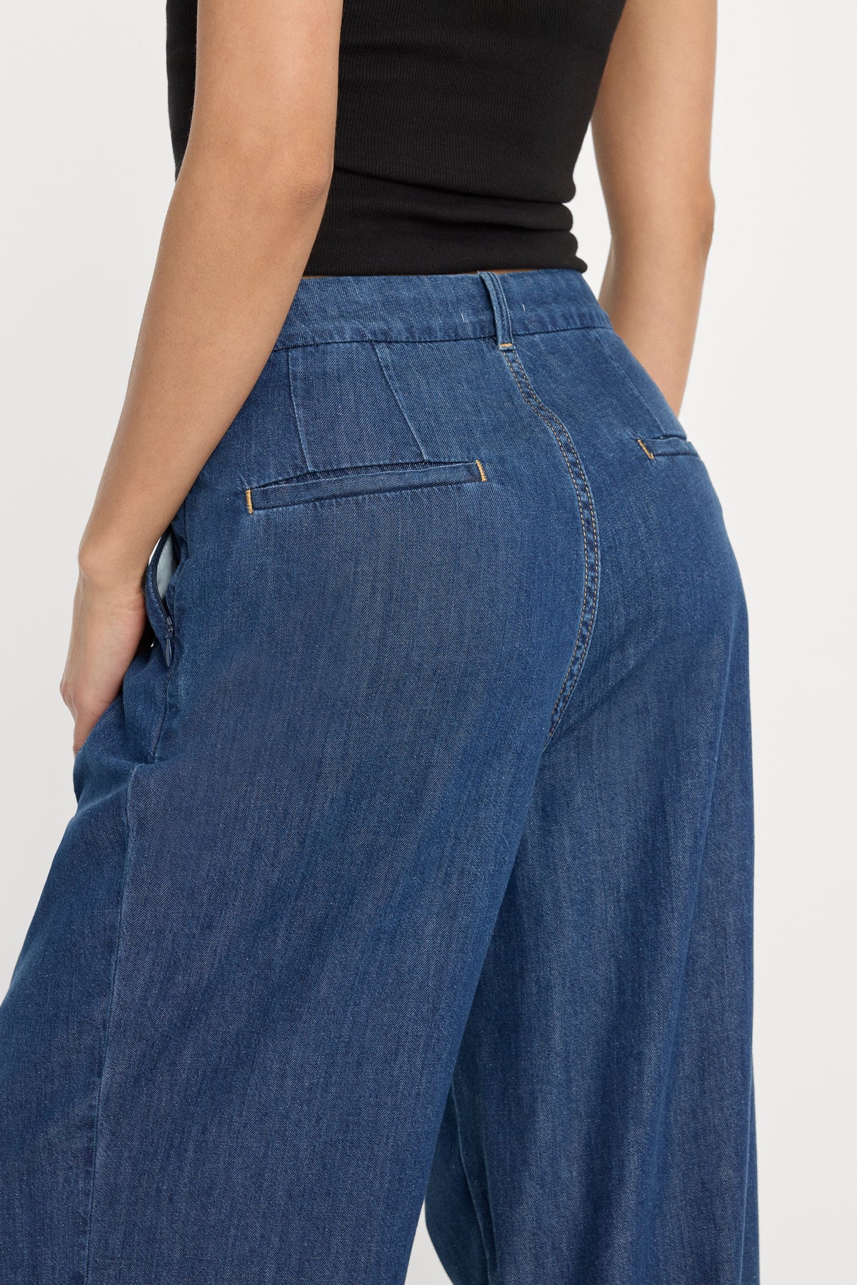 Premium PLEATED HIGH WAISTED WIDE LEG TROUSER INDIGO1187