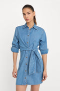 Premium DENIM WRAP SHIRT DRESS INDIGO266