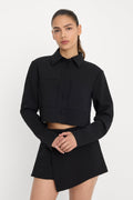 Premium LUXE SUITING CROPPED JACKET BLACK001