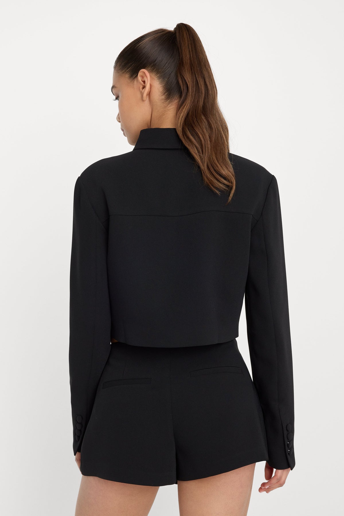 Premium LUXE SUITING CROPPED JACKET BLACK001