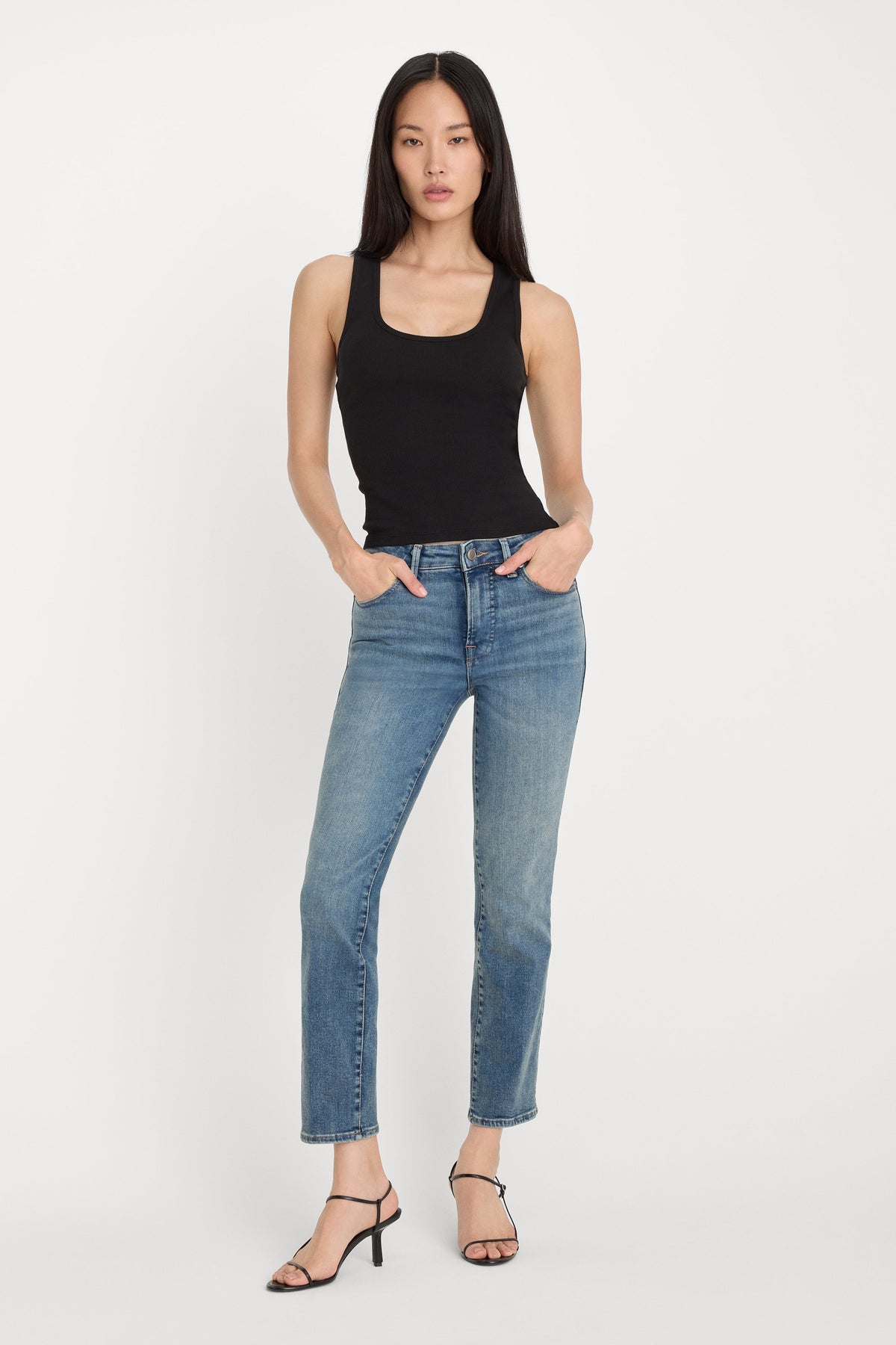 Premium COMPRESSION GOOD LEGS STRAIGHT JEANS INDIGO254