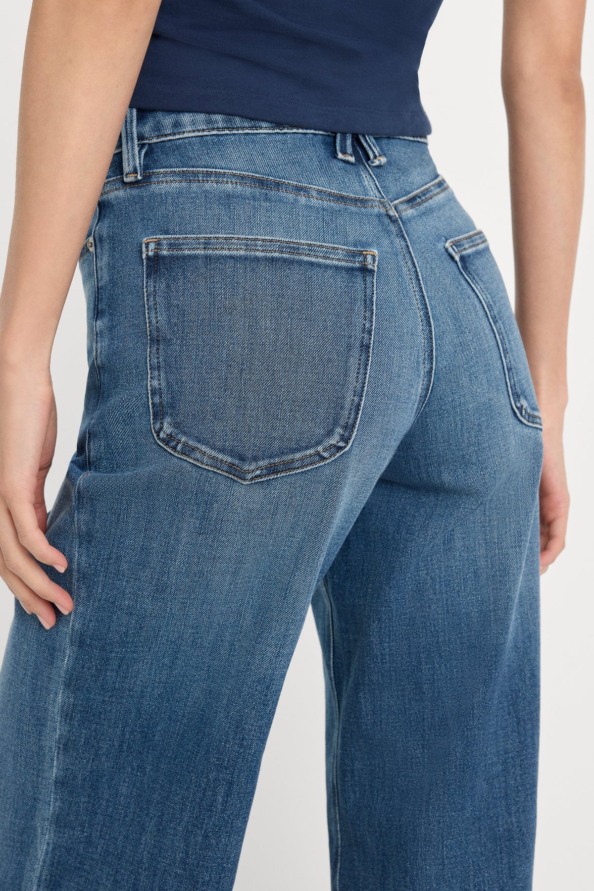 Premium SOFT TECH GOOD WAIST PALAZZO ANKLE JEANS INDIGO1281
