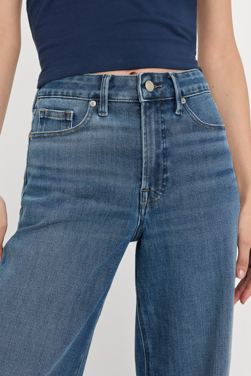 Premium SOFT TECH GOOD WAIST PALAZZO ANKLE JEANS INDIGO1281