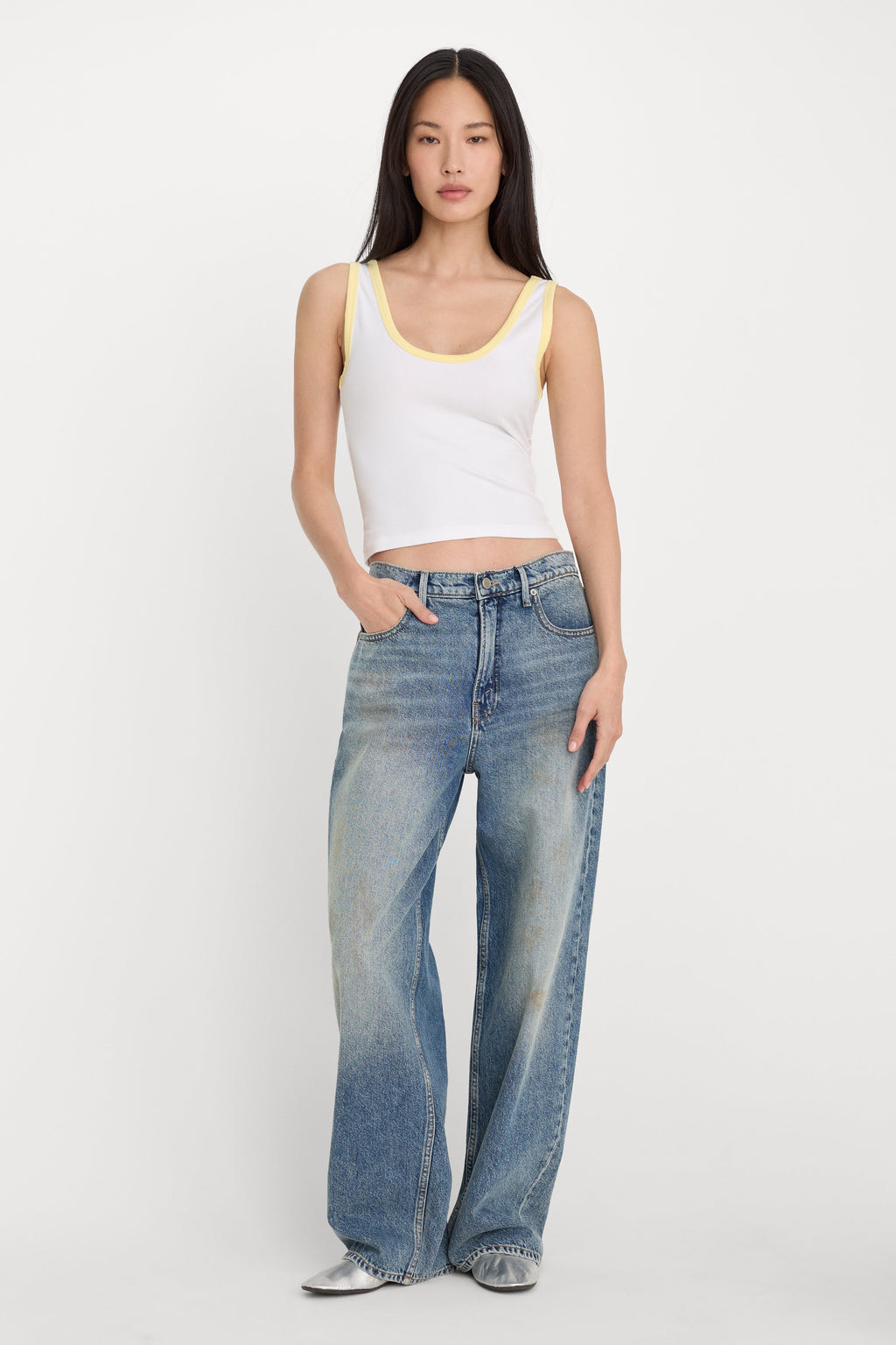 Premium SUPER STRETCH RINGER TANK WHITE001
