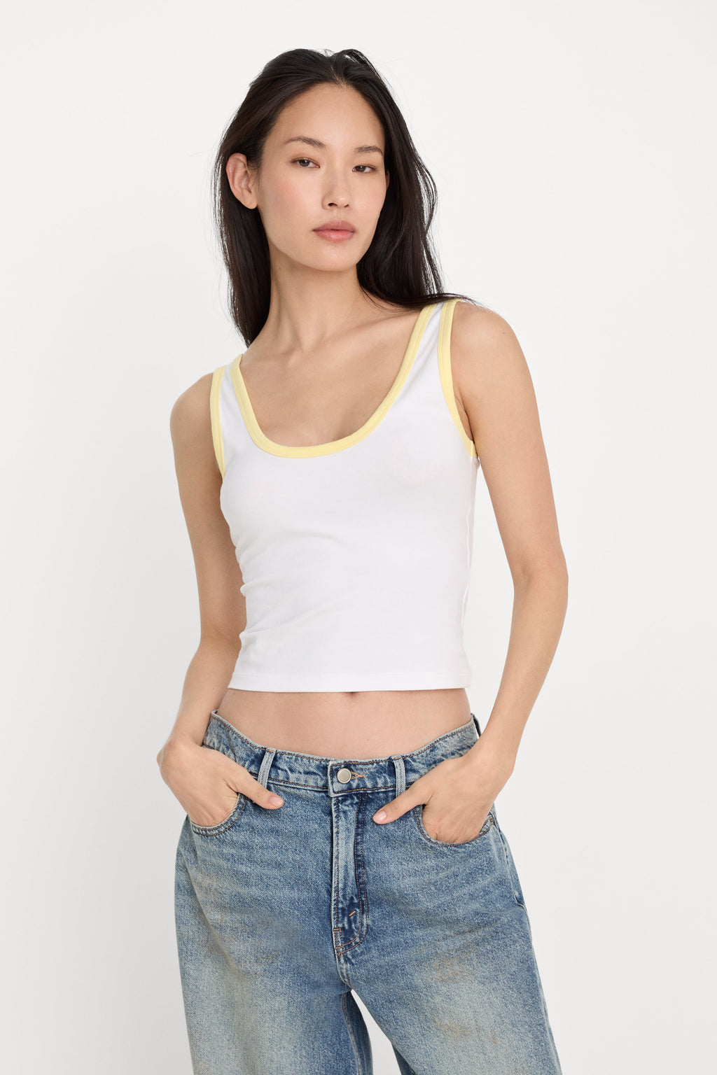 Premium SUPER STRETCH RINGER TANK WHITE001