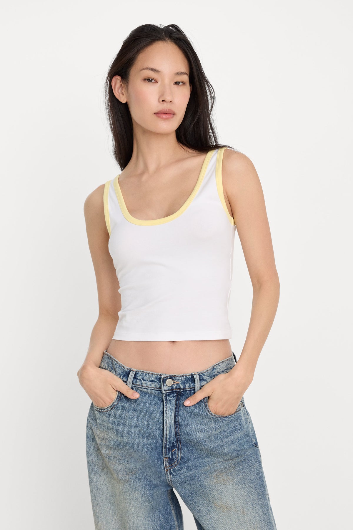 Premium SUPER STRETCH RINGER TANK WHITE001
