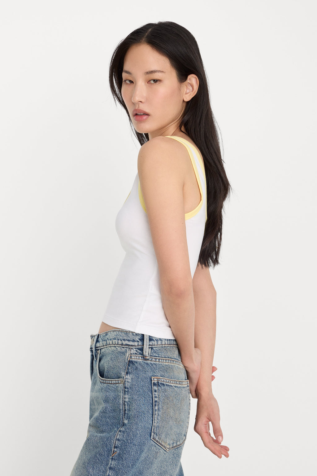 Premium SUPER STRETCH RINGER TANK WHITE001