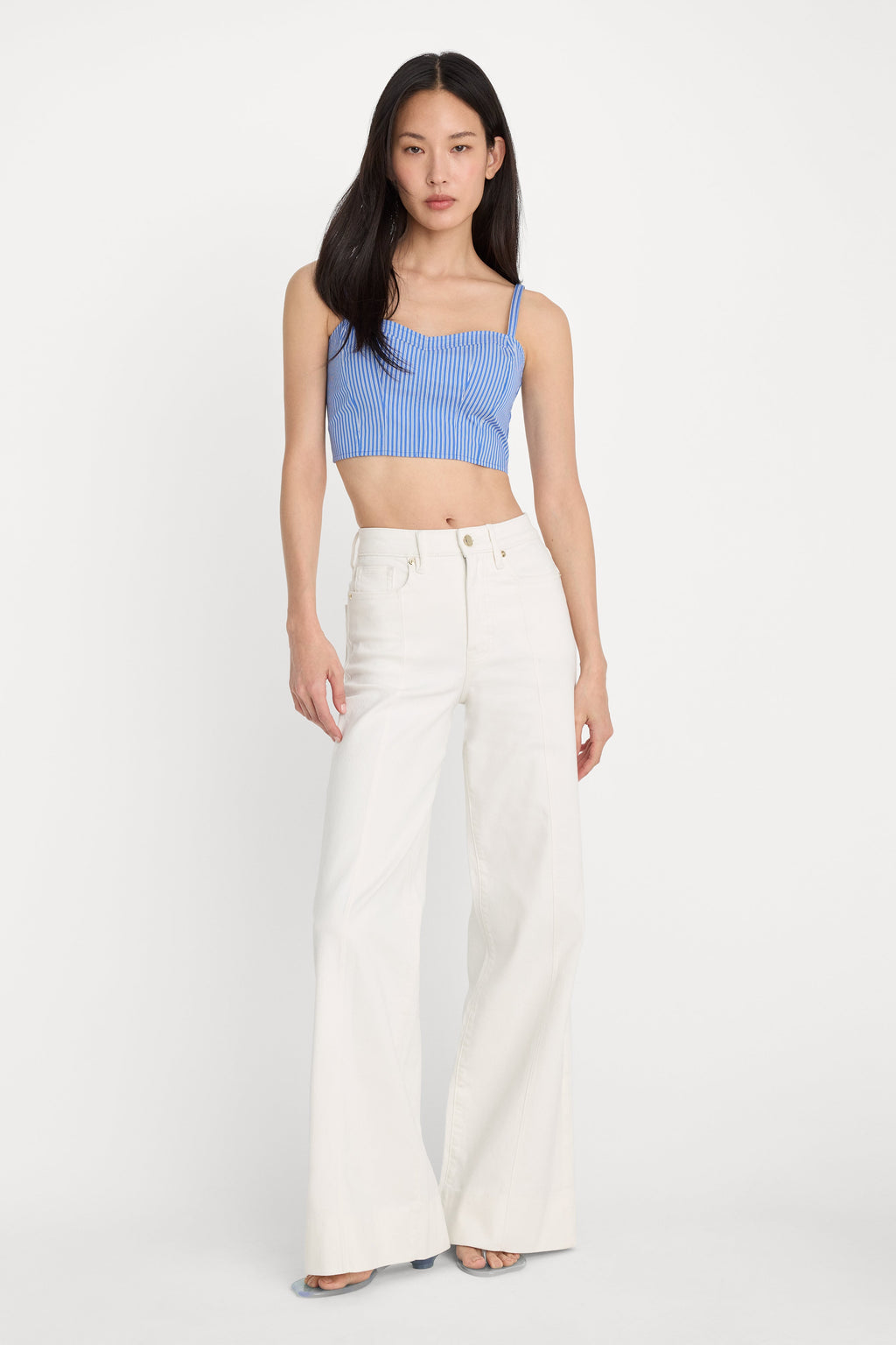 Premium GOOD WAIST PALAZZO JEANS COTTON WHITE