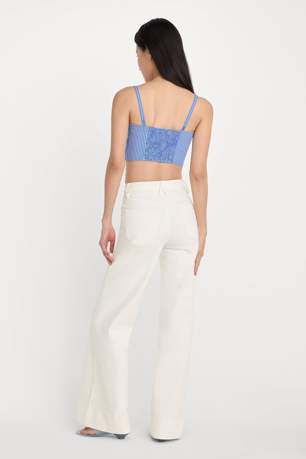 Premium GOOD WAIST PALAZZO JEANS COTTON WHITE