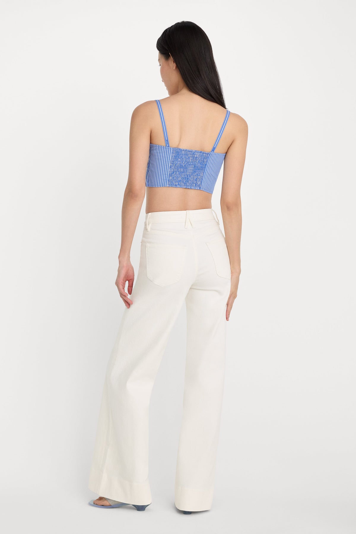 Premium GOOD WAIST PALAZZO JEANS COTTON WHITE