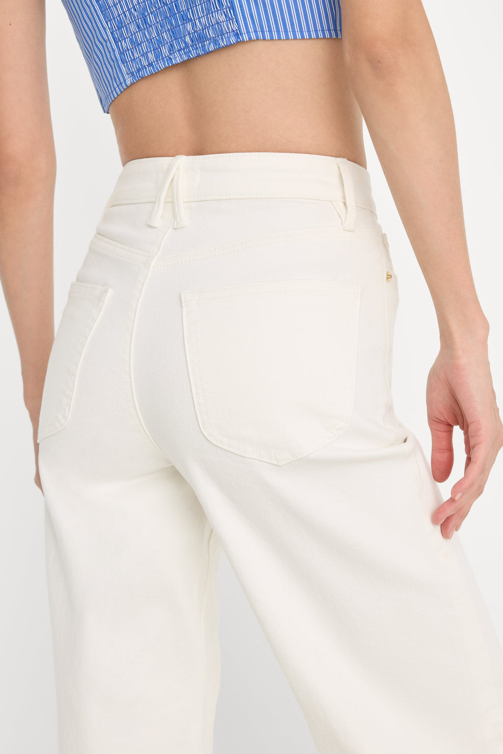 Premium GOOD WAIST PALAZZO JEANS COTTON WHITE