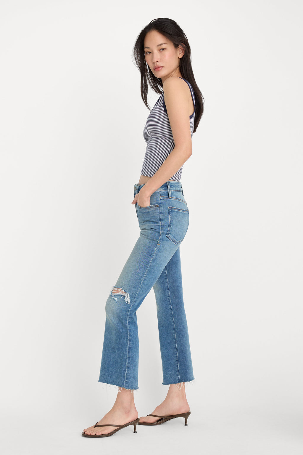 Premium SOFT TECH GOOD LEGS CROP MINI BOOT JEANS INDIGO1210