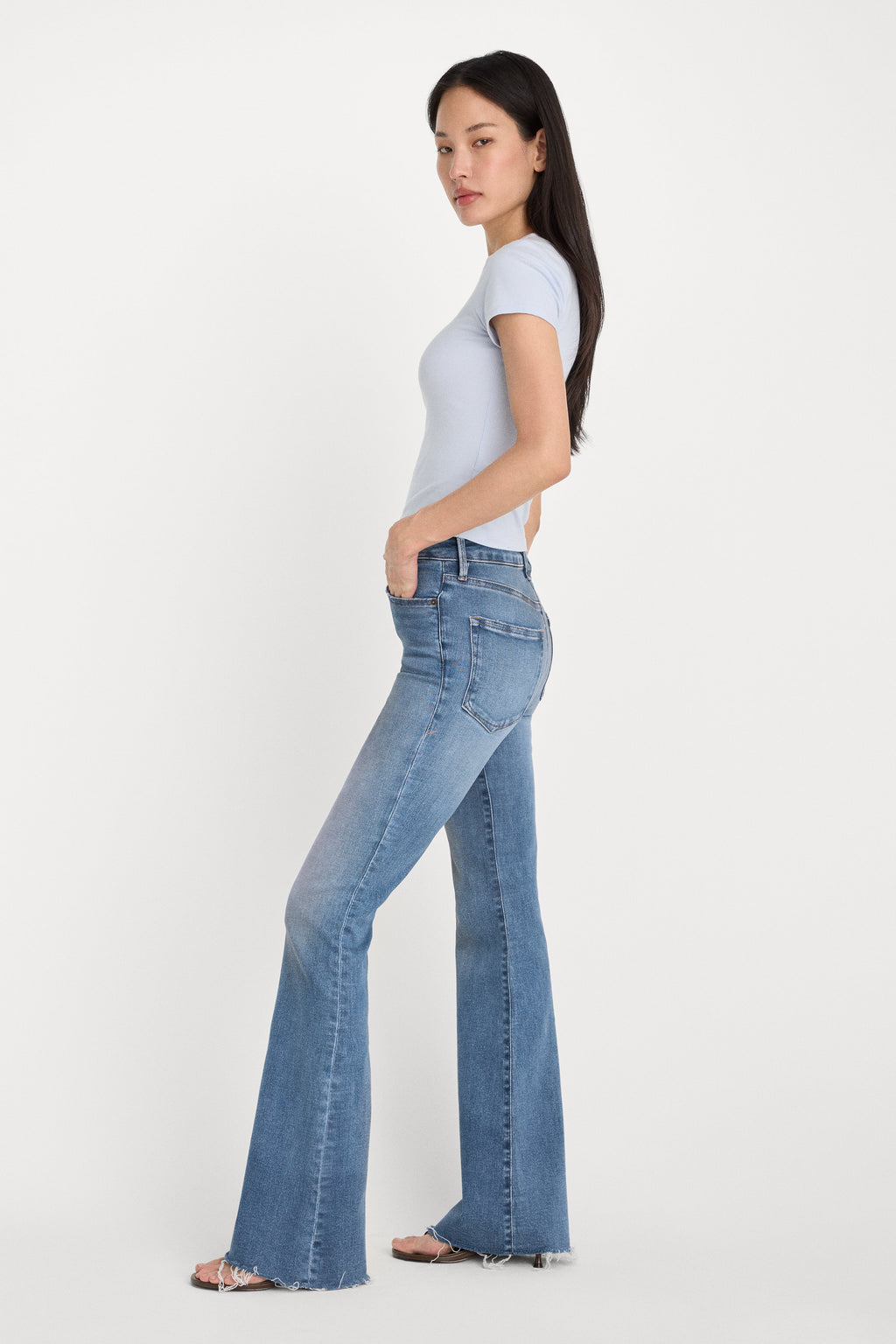 Premium SOFT TECH GOOD LEGS FLARE JEANS INDIGO1211