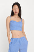 Premium POPLIN BUSTIER CAMI TOP BLUE AND WHITE STRIPE