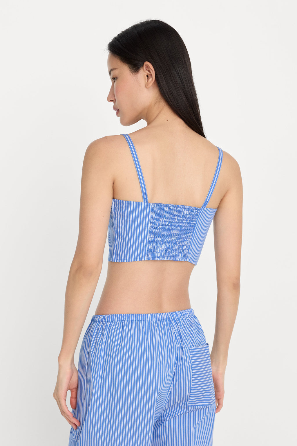 Premium POPLIN BUSTIER CAMI TOP BLUE AND WHITE STRIPE
